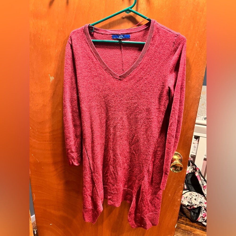 Long maroon sweater dress